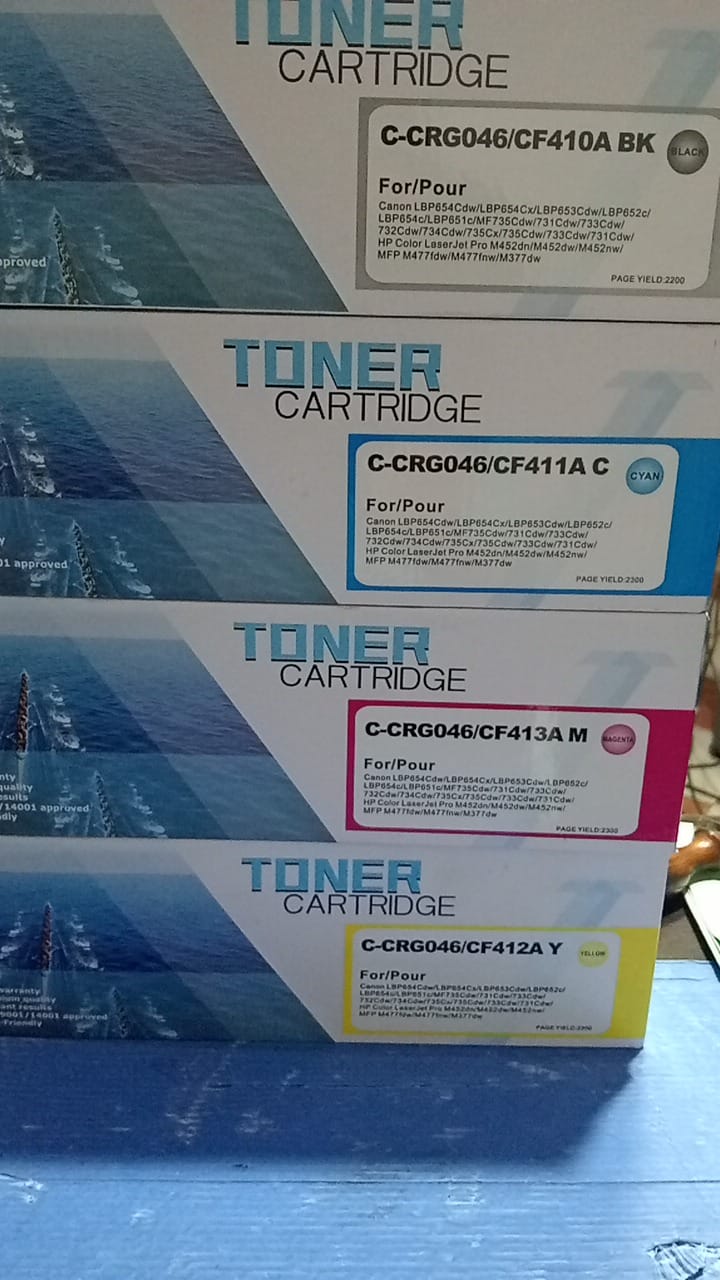 طقم حبارت HP-C-crG046/CF410/411/412/413 A M بمعدل 22000 للاسود ومعدل 2300 للالوان