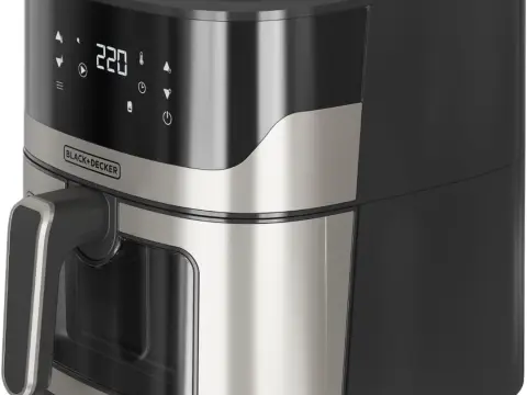 Black+Decker Hot Air Fryer BXAF8000E | 2000 Watts | 8 Liters | Dual Heating | 8 Programs | Defrost and Dehydrate Functions | Touchscreen | Basket with Viewing Window | Non-Stick Coating | PFOA-Free
