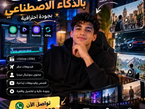 🚀 عايز فيديوهات احترافية ومبهرة بالذكاء الاصطناعي؟ 🎬 أنا بقدملك فيديوهات إعلانية، محتوى سوشيال ميديا وفيديوهات إبداعية بجودة عالية وأفكار مميزة 🔥 📞 للتواصل: