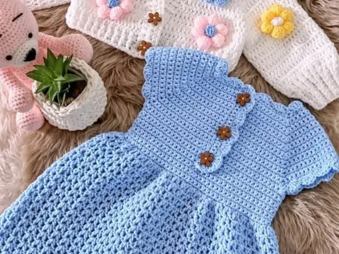 فستان طفلة له جاكيت صنع بكل حب