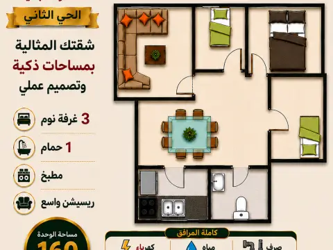 شقق سكنيه - بيت الوطن - الحى الثاني - القاهرة الجديدة